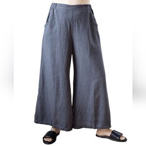 CP Shades Linen Pants Blue Wendy Pants Wide Leg Flare Pull On Small